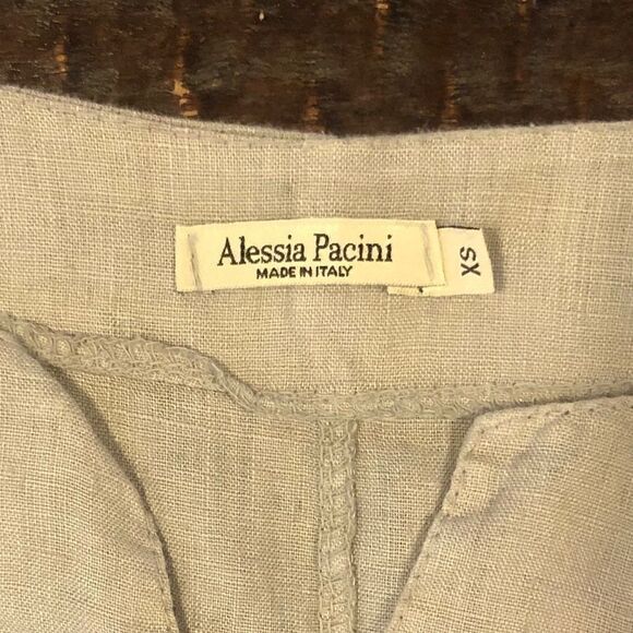 SzXS Alessia Pacini Taupe Lace Linen Dress - Picture 7 of 8